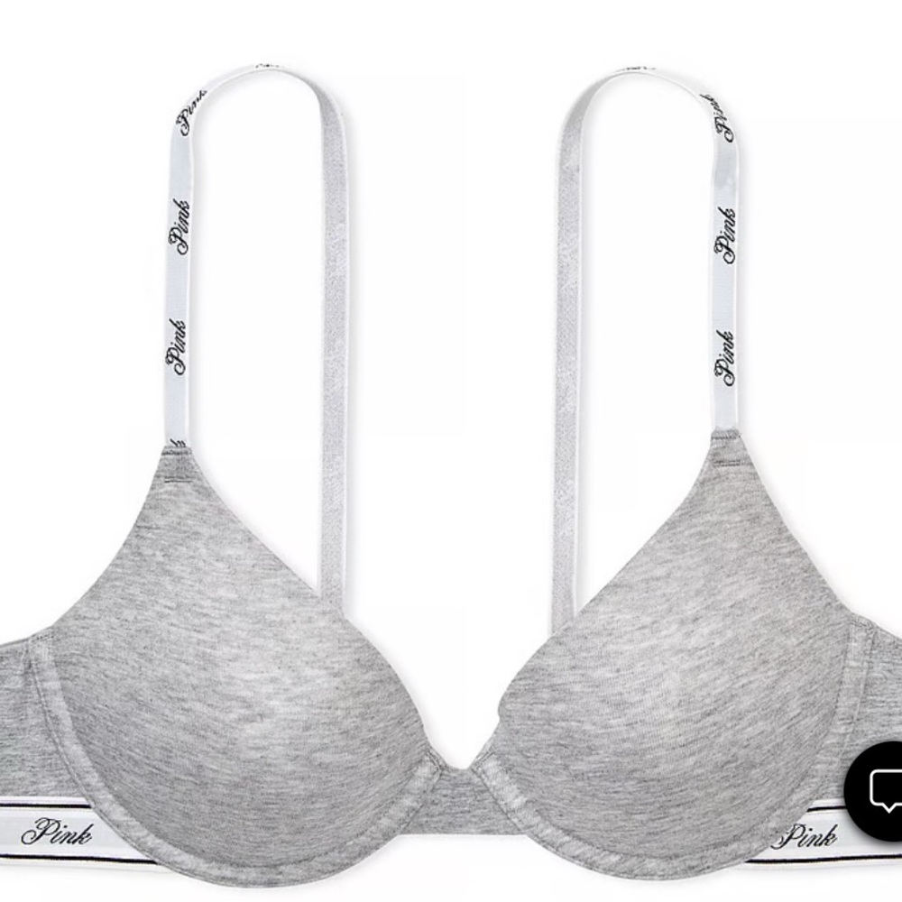 Gray Padded Bra with Logo Straps